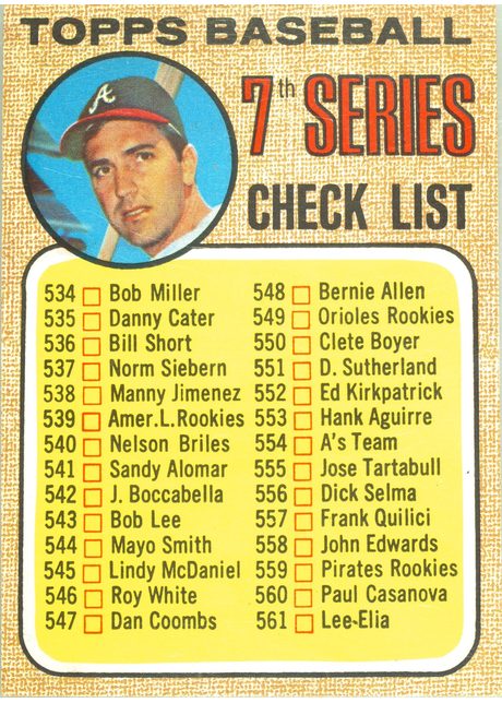 1968 Topps #518 7th Series Checklist 534-598 - 518b - #539 Is Amer. L. Rookies