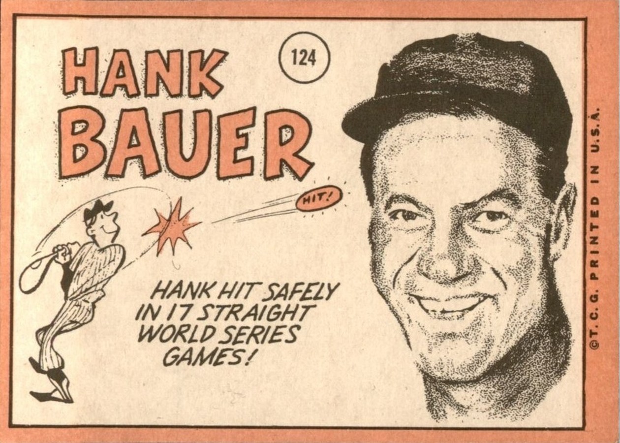 1969 Topps #124 Hank Bauer card back