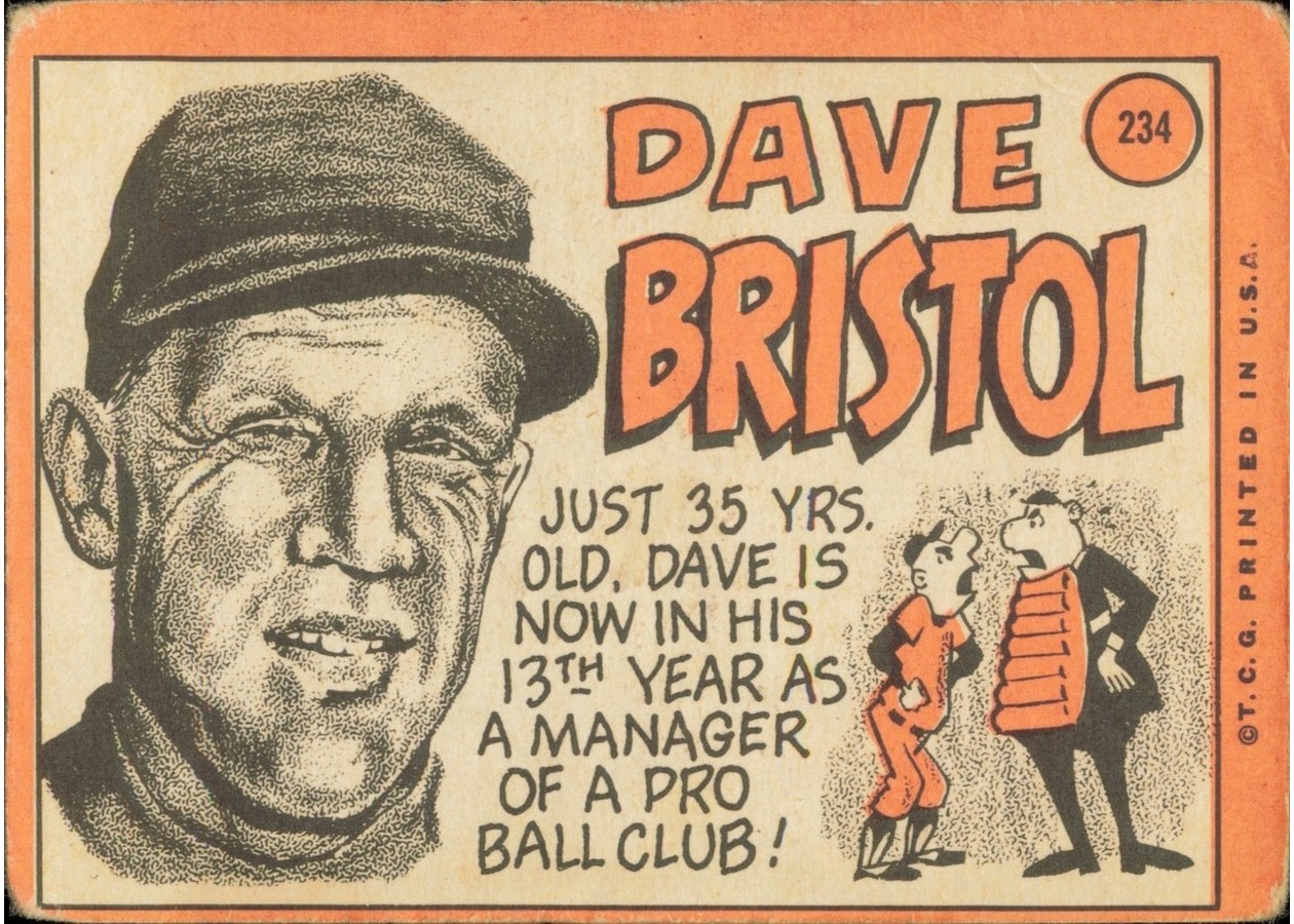 1969 Topps #234 Dave Bristol card back