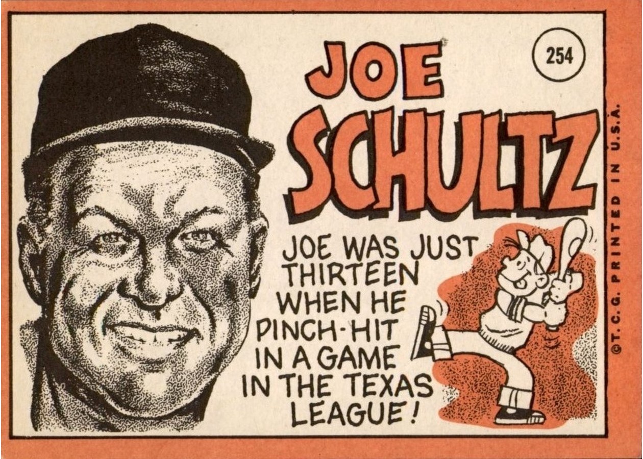 1969 Topps #254 Joe Schultz card back