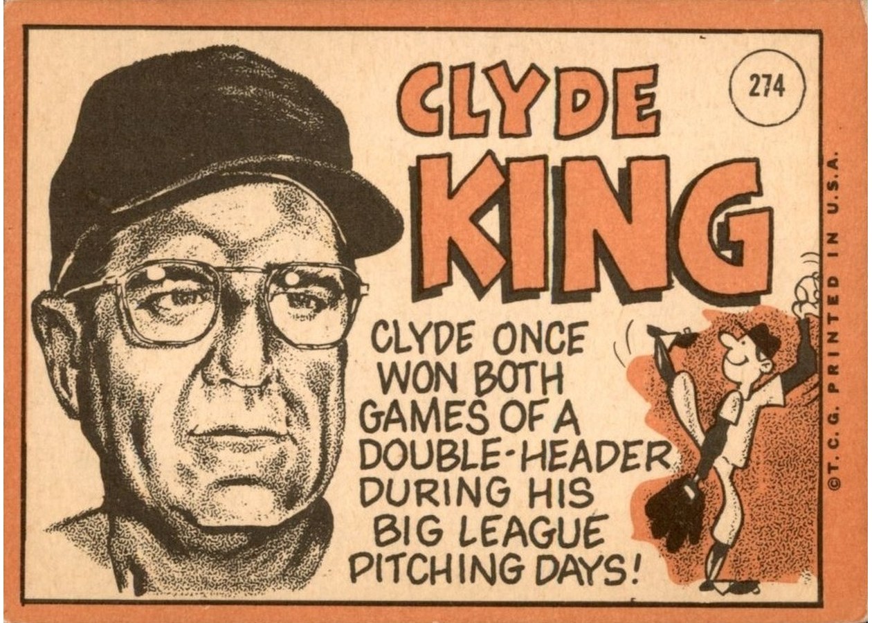 1969 Topps #274 Clyde King card back
