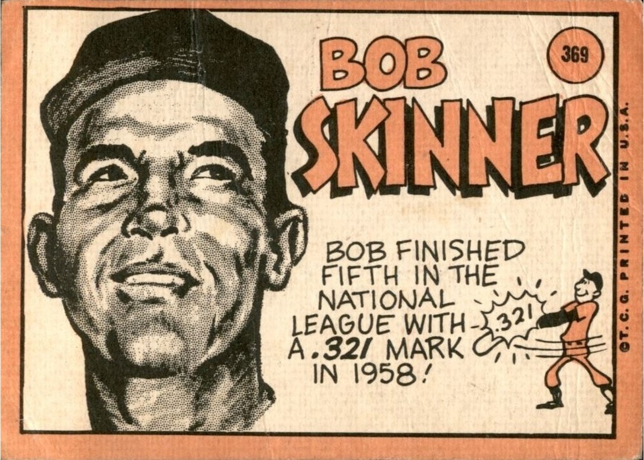 1969 Topps #369 Bob Skinner card back