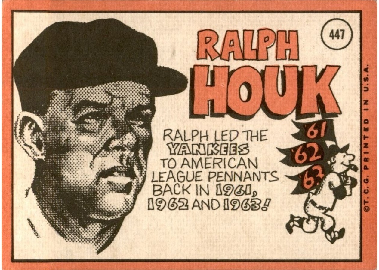 1969 Topps #447 Ralph Houk card back