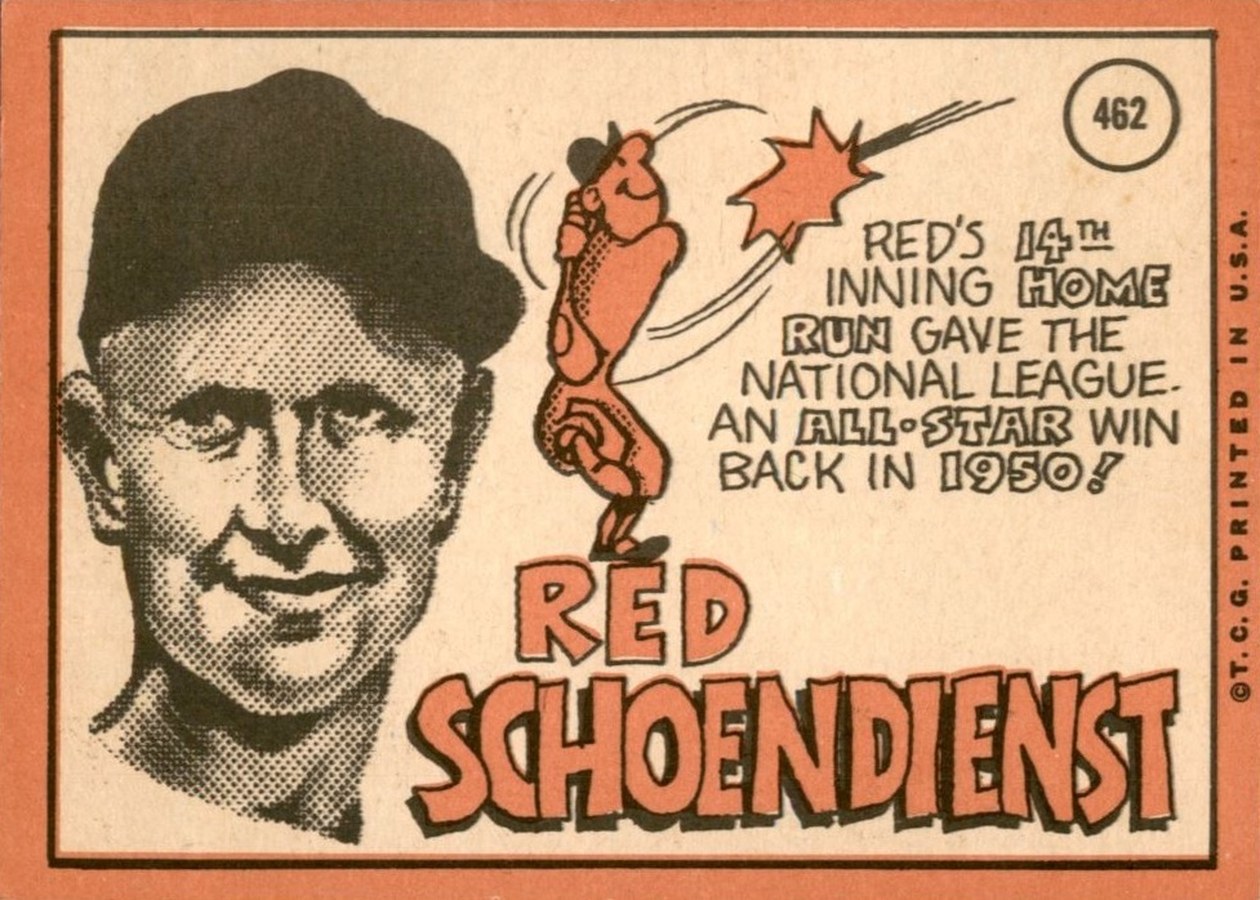 1969 Topps #462 Red Schoendienst card back