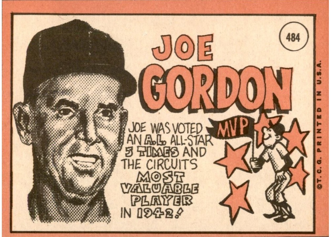 1969 Topps #484 Joe Gordon card back