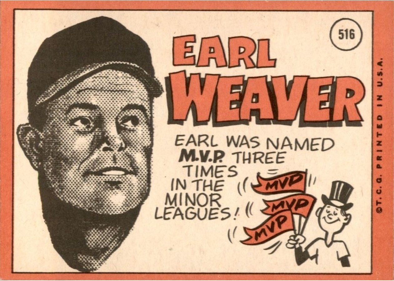 1969 Topps #516 Earl Weaver card back