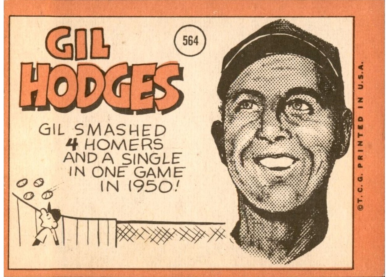 1969 Topps #564 Gil Hodges card back