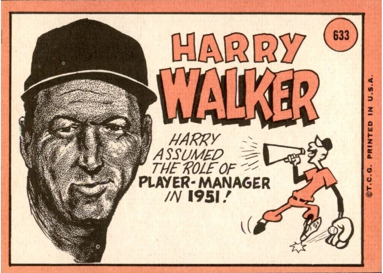 1969 Topps #633 Harry Walker card back