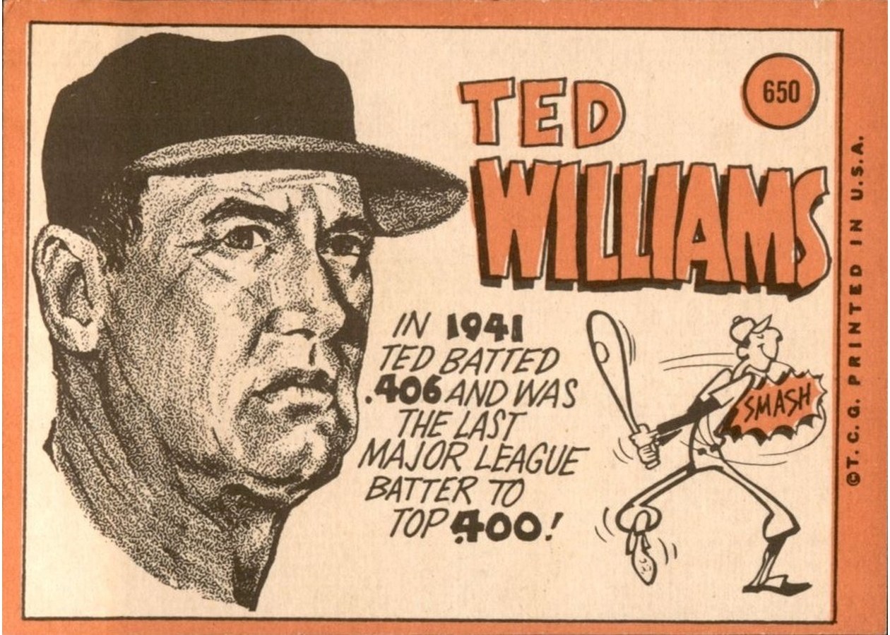 1969 Topps #650 Ted Williams card back