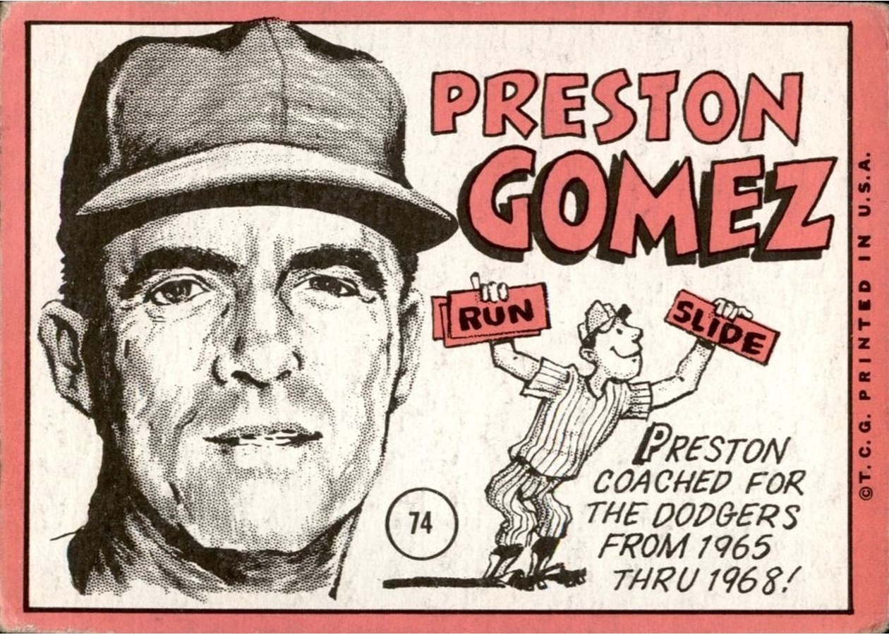 1969 Topps #74 Preston Gomez card back