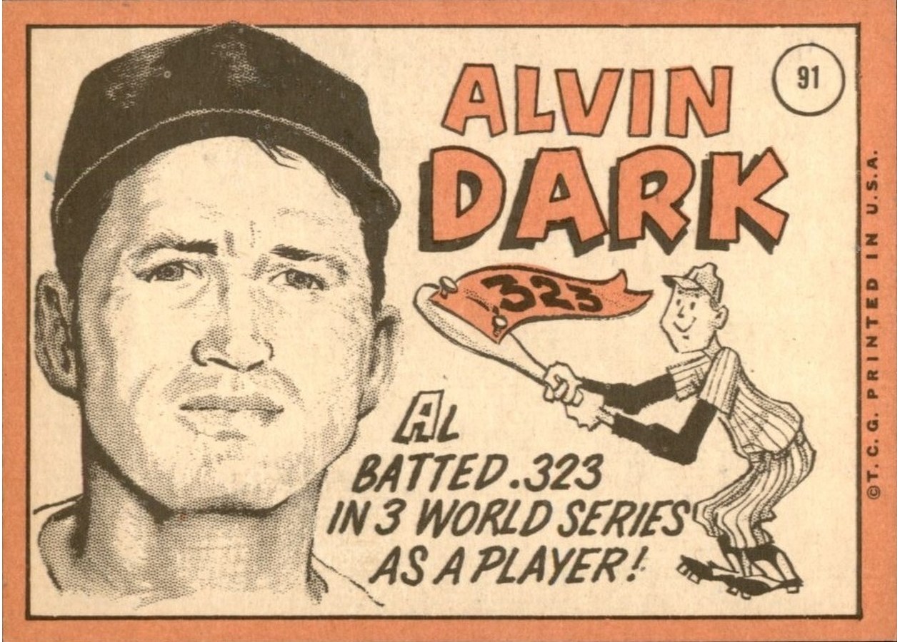1969 Topps #91 Al Dark card back