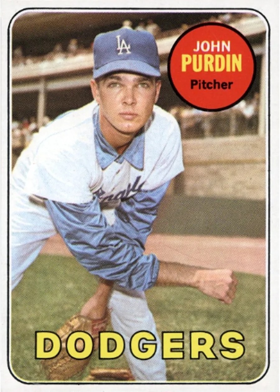 1969 Topps #161 John Purdin, Los Angeles Dodgers