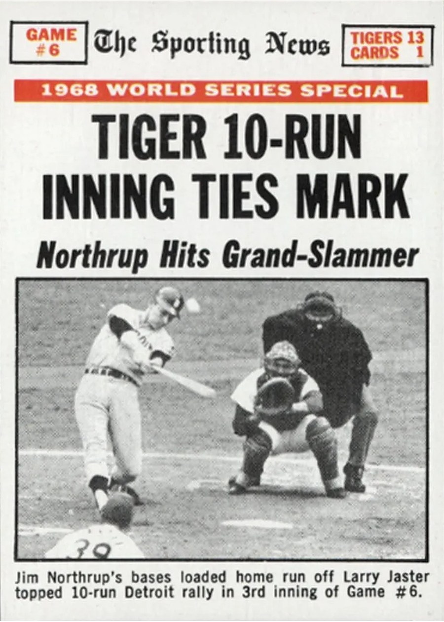 1969 Topps #167 World Series Game #6 - Tiger 10-Run Inning Ties Mark, Detroit Tigers