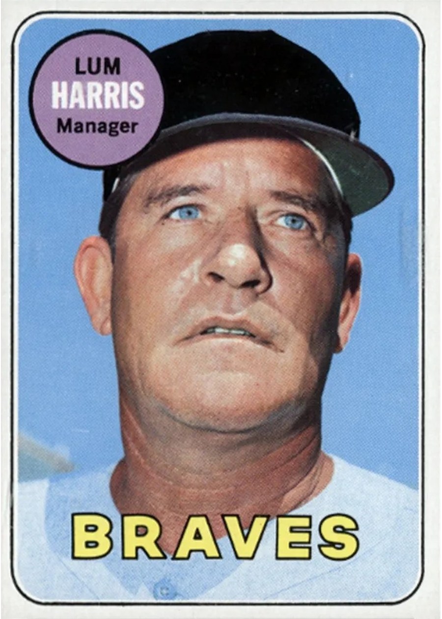 1969 Topps #196 Lum Harris, Atlanta Braves