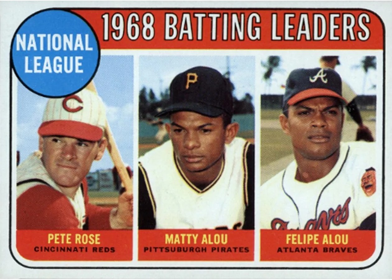1969 Topps #2 National League 1968 Batting Leaders, Cincinnati Reds / Pittsburgh Pirates / Atlanta Braves