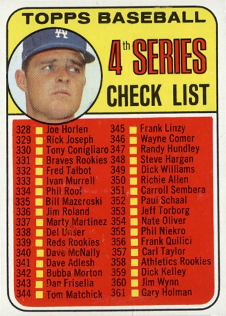 1969 Topps #314 4th Series Check List: 328-425