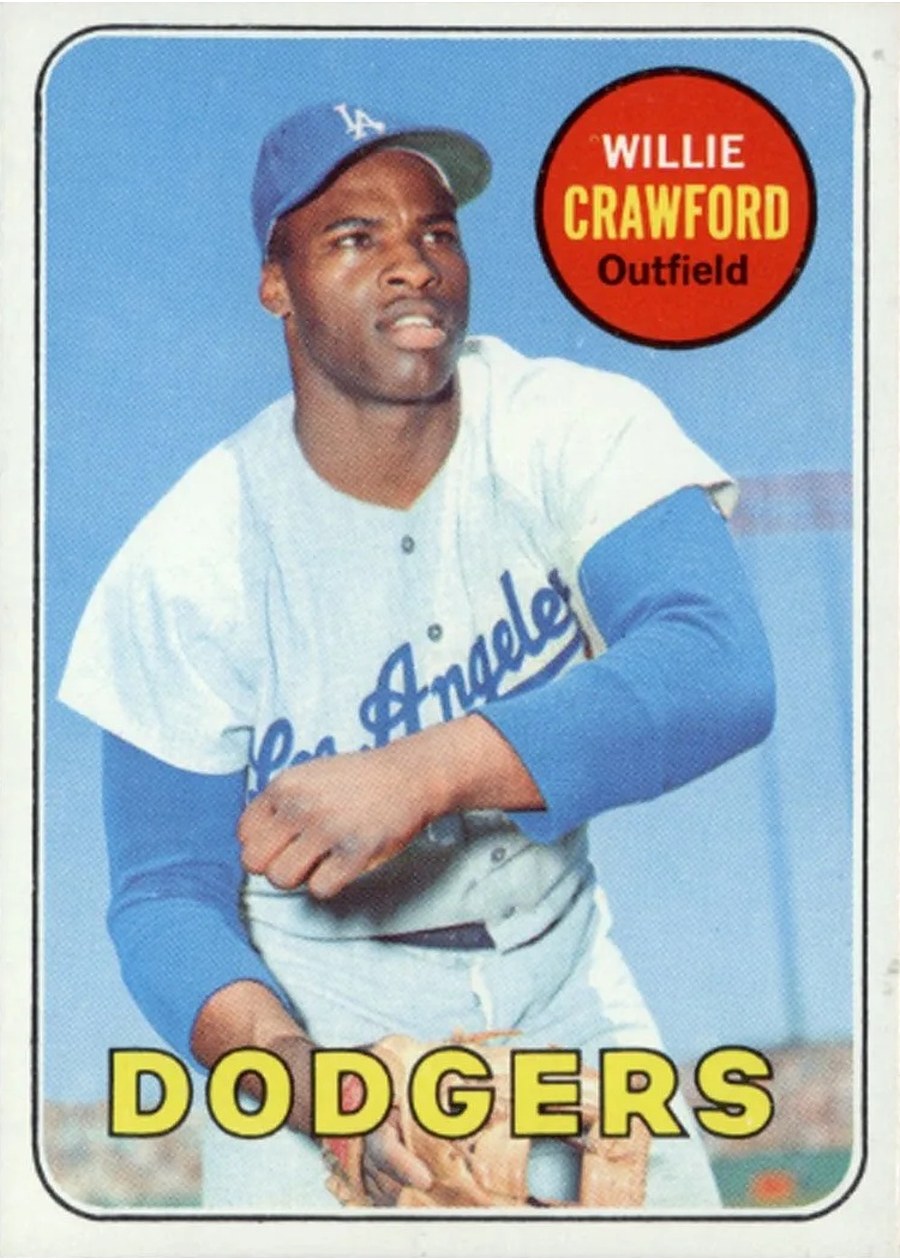1969 Topps #327 Willie Crawford, Los Angeles Dodgers