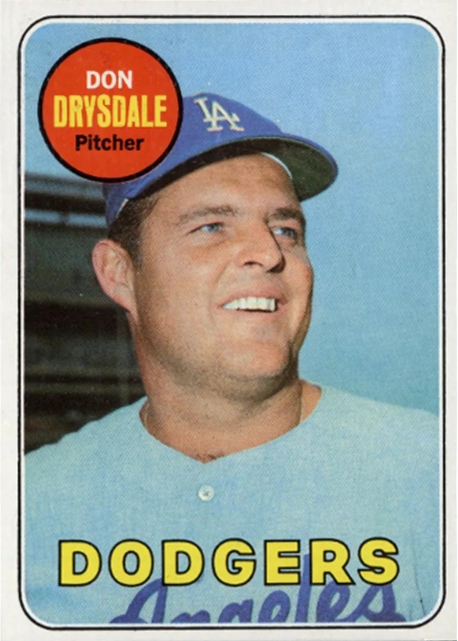 1969 Topps #400 Don Drysdale, Los Angeles Dodgers