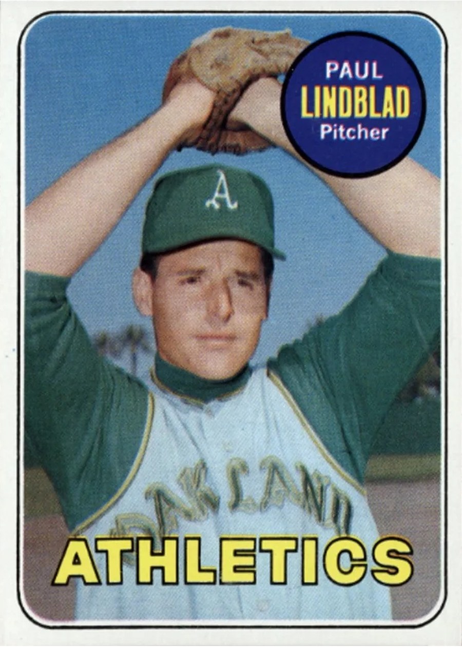 1969 Topps #449 Paul Lindblad, Oakland Athletics