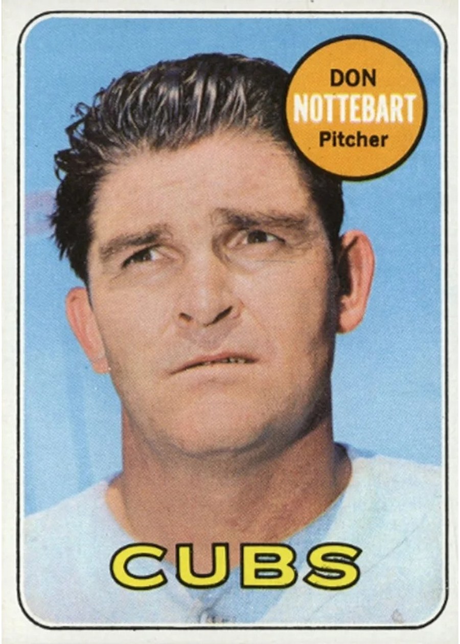 1969 Topps #593 Don Nottebart, Chicago Cubs