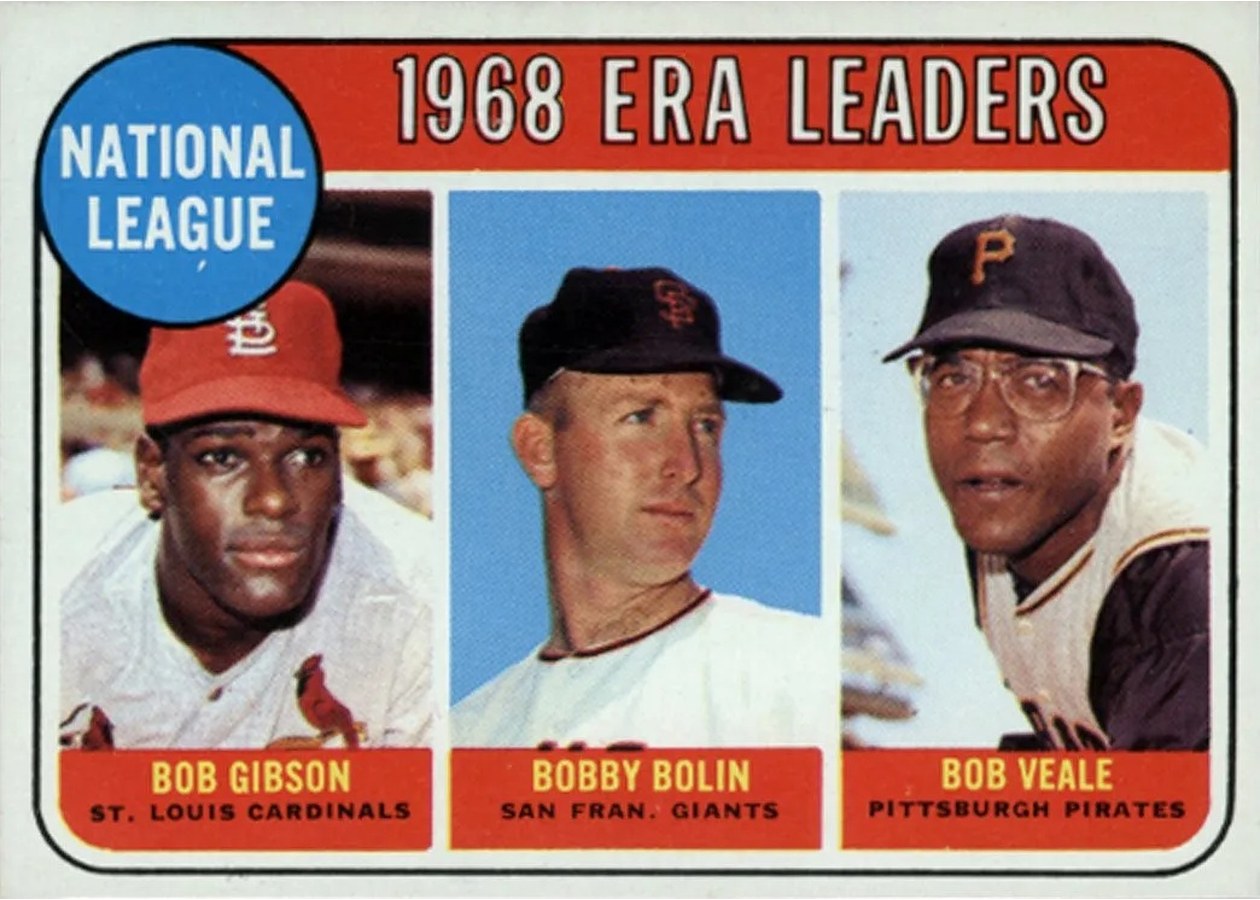 1969 Topps #8 National League 1968 ERA Leaders, St. Louis Cardinals / San Francisco Giants / Pittsburgh Pirates