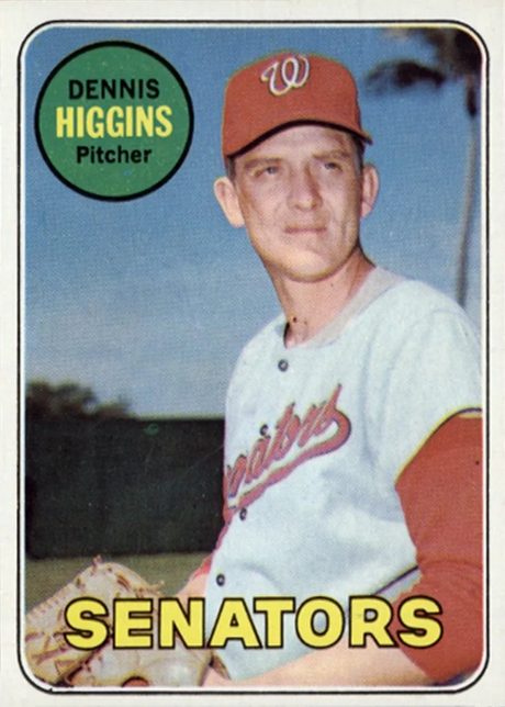 1969 Topps #441 Dennis Higgins - 441a - Last Name In Yellow