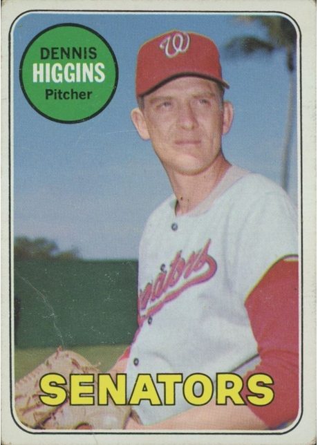 1969 Topps #441 Dennis Higgins - 441b - Last Name In White
