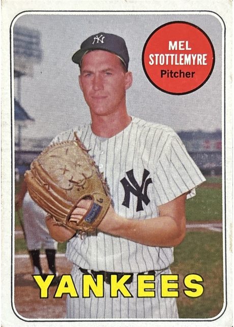 1969 Topps #470 Mel Stottlemyre - 470b - Last Name In White