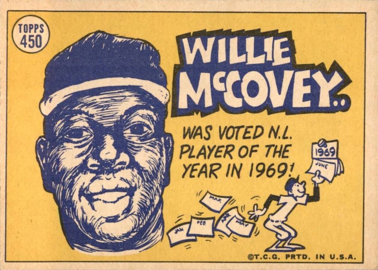 1970 Topps #450 Willie McCovey card back