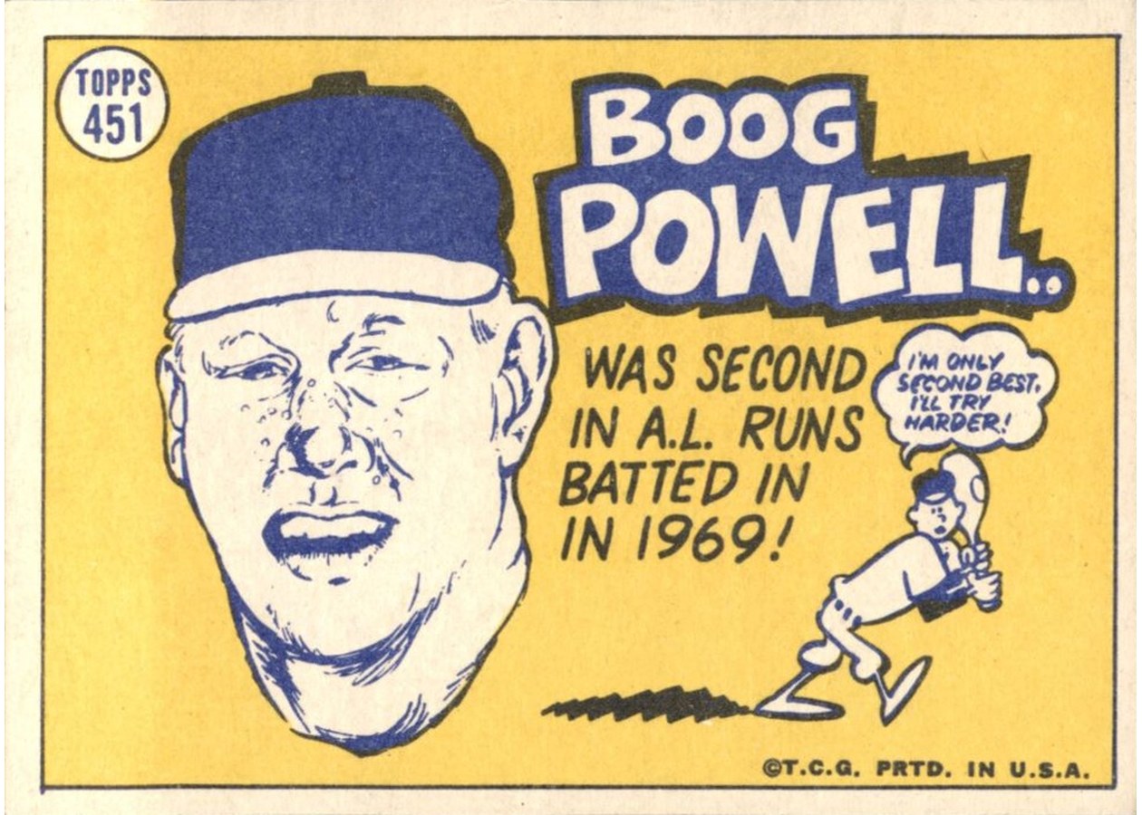 1970 Topps #451 Boog Powell card back