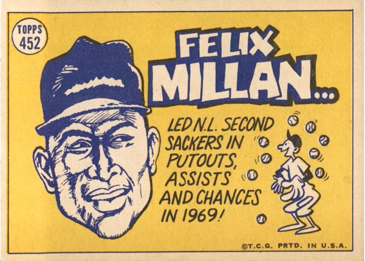 1970 Topps #452 Felix Millan card back