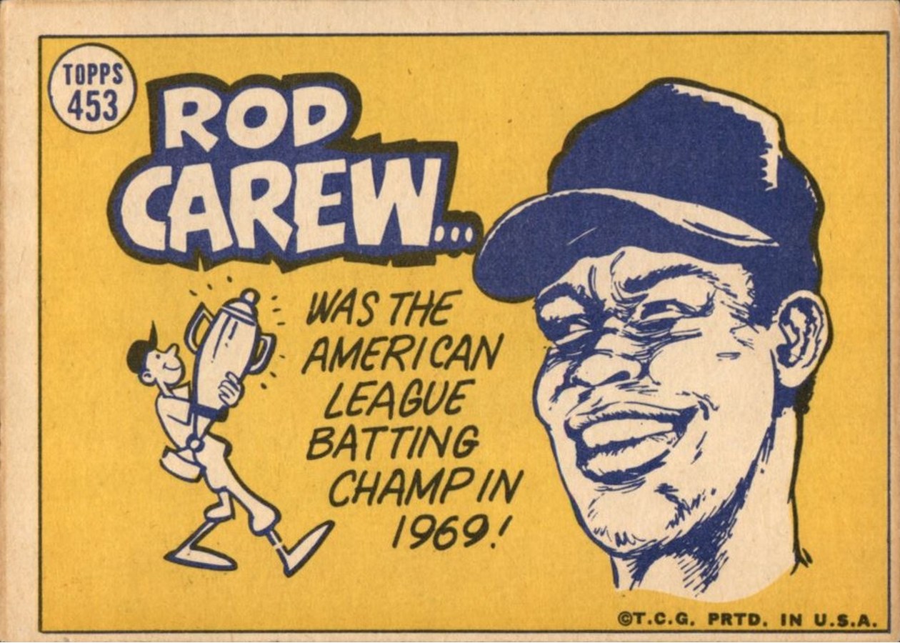 1970 Topps #453 Rod Carew card back