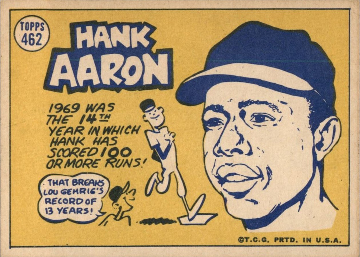 1970 Topps #462 Hank Aaron card back