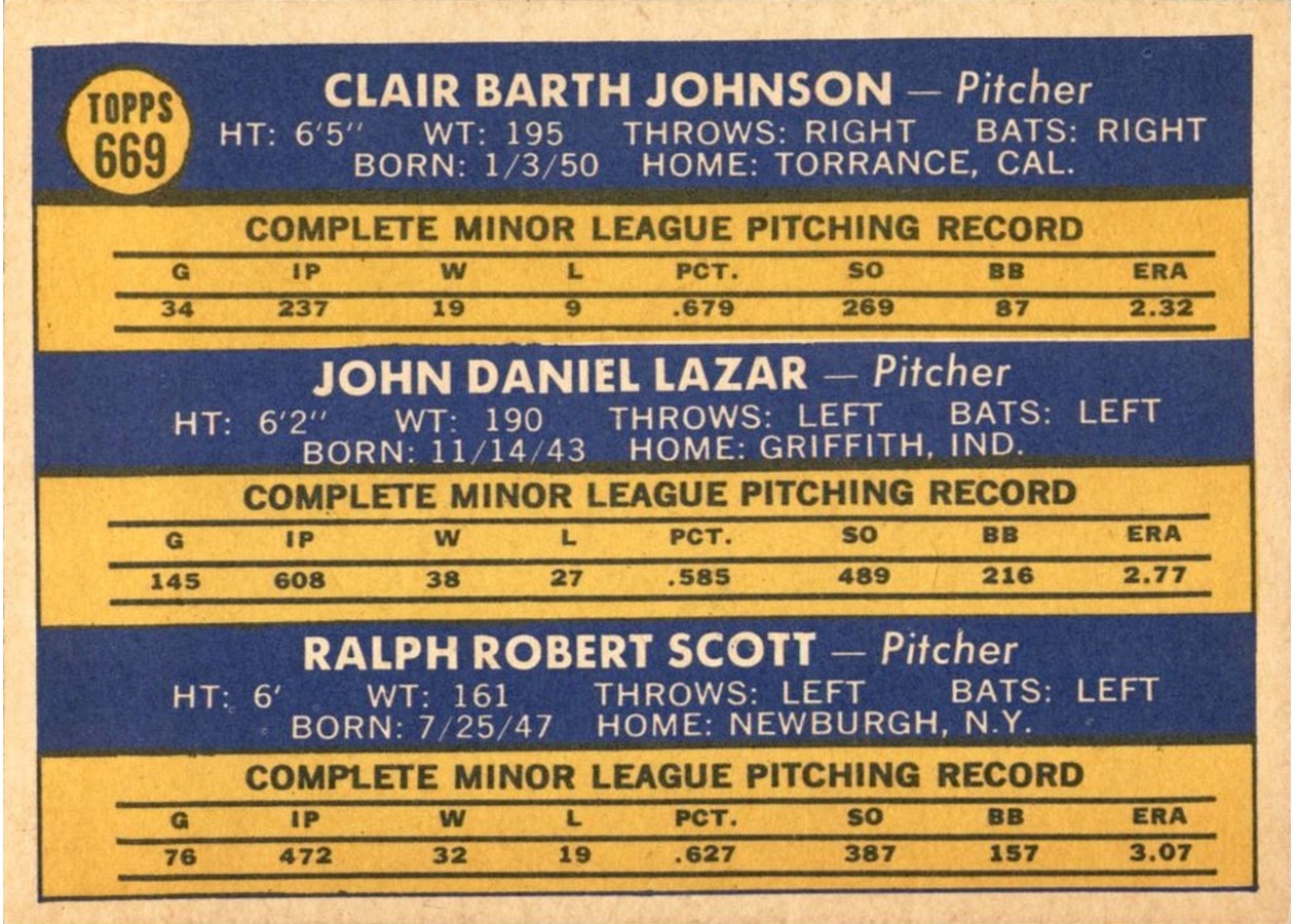 1970 Topps #669 White Sox 1970 Rookie Stars card back