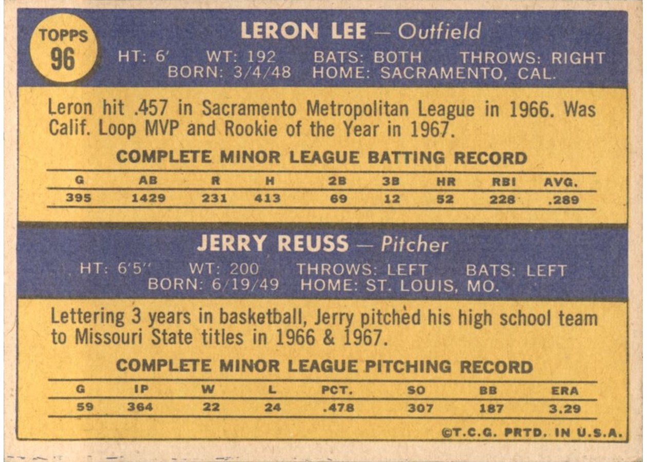 1970 Topps #96 Cards 1970 Rookie Stars card back