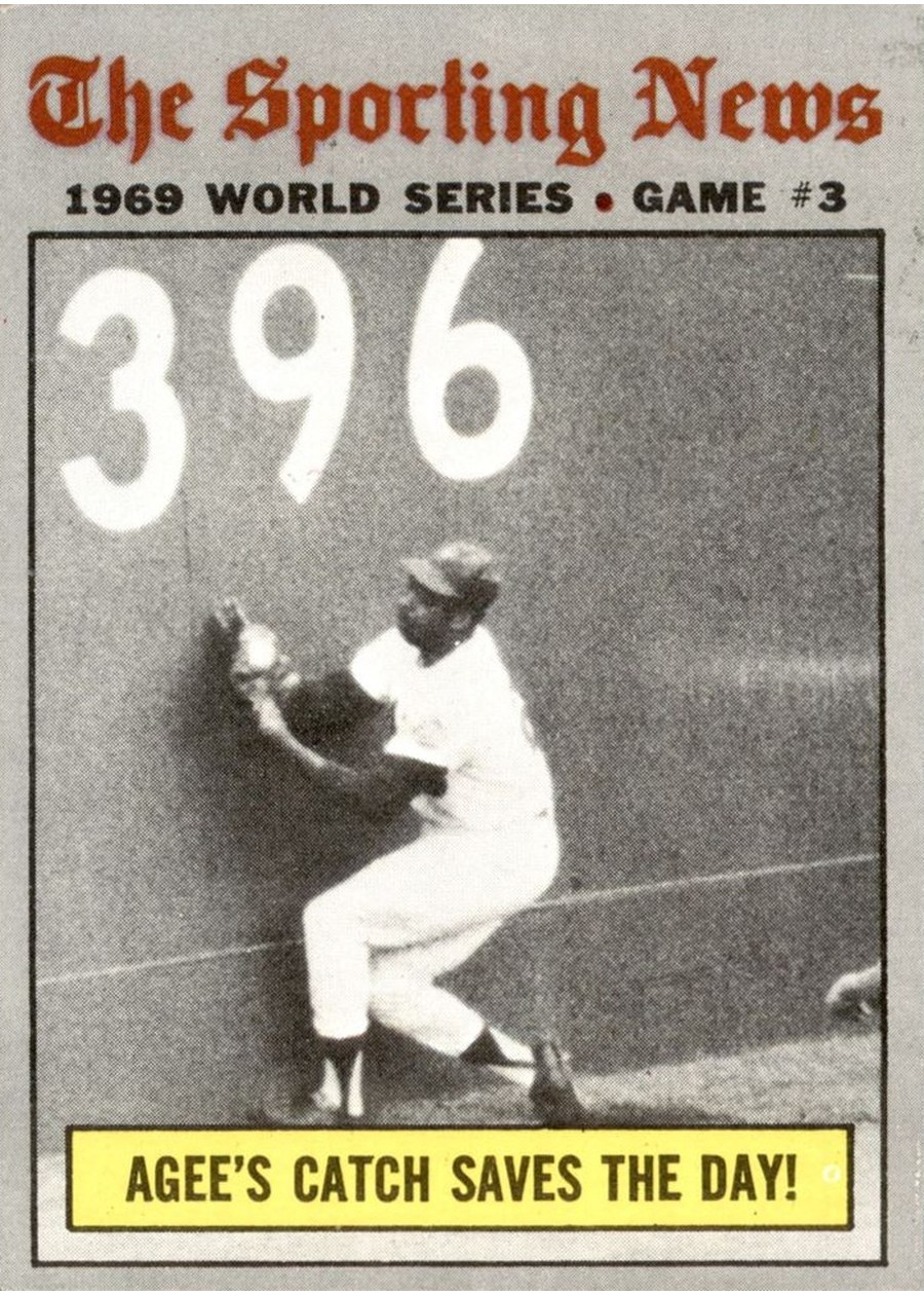 1970 Topps #307 World Series Game 3 - Agee's Catch Saves The Day!, New York Mets