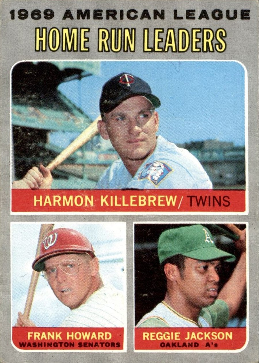 1970 Topps #66 1969 American League Home Run Leaders, Minnesota Twins / Washington Senators / Oakland Athletics