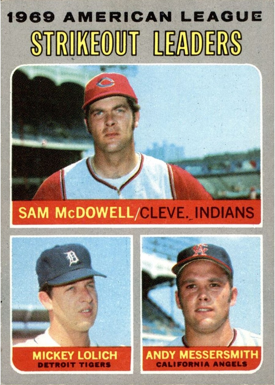 1970 Topps #72 1969 American League Strikeout Leaders, Cleveland Indians / Detroit Tigers / California Angels