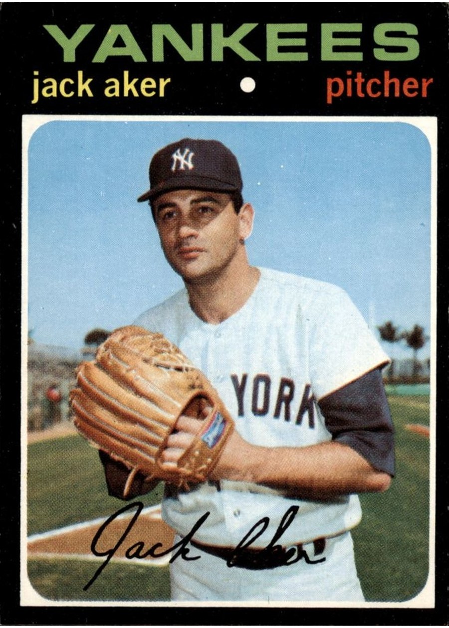 1971 Topps #593 Jack Aker, New York Yankees