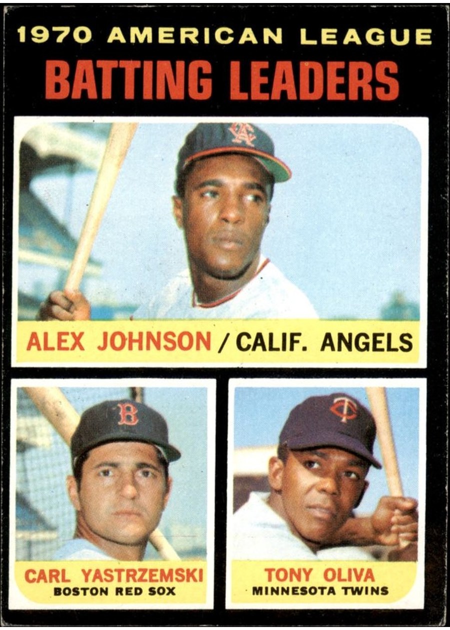 1971 Topps #61 1970 American League Batting Leaders, California Angels / Boston Red Sox / Minnesota Twins