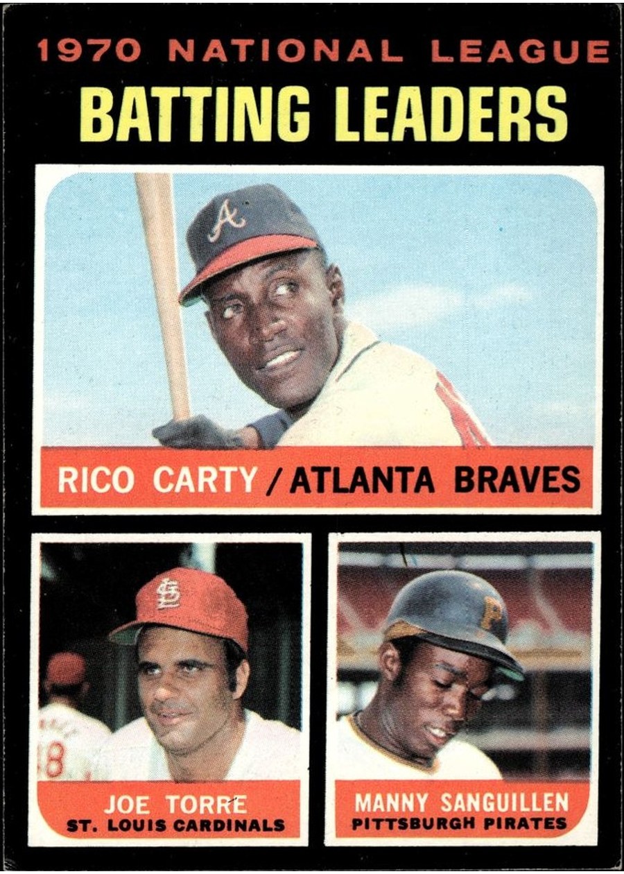 1971 Topps #62 1970 National League Batting Leaders, Atlanta Braves / St. Louis Cardinals / Pittsburgh Pirates