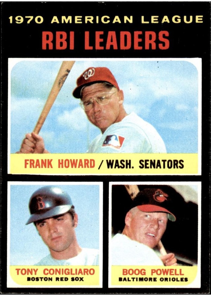 1971 Topps #63 1970 American League RBI Leaders, Washington Senators / Boston Red Sox / Baltimore Orioles