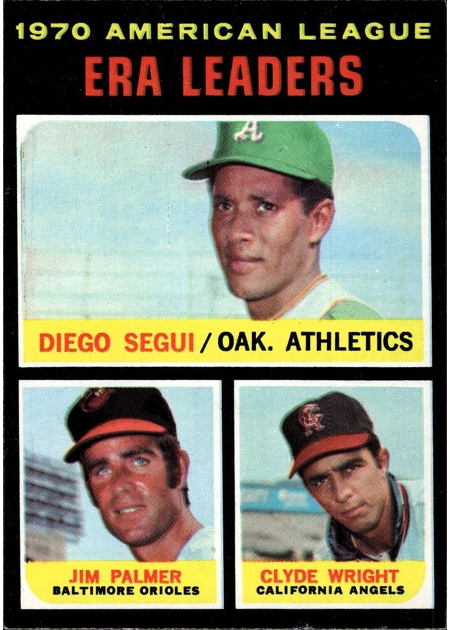 1971 Topps #67 1970 American League ERA Leaders, Oakland Athletics / Baltimore Orioles / California Angels