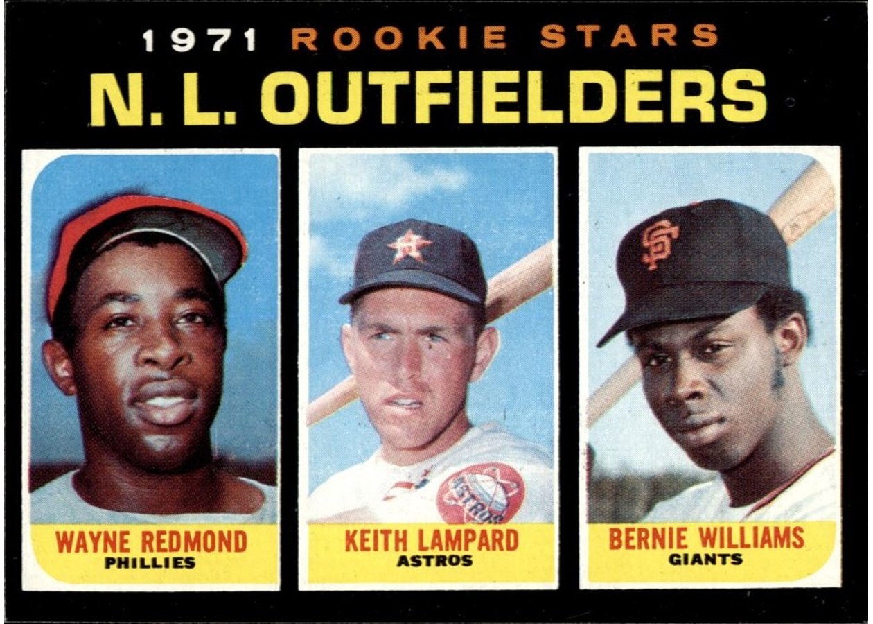 1971 Topps #728 N.L. Outfielders 1971 Rookie Stars, Philadelphia Phillies / Houston Astros / San Francisco Giants