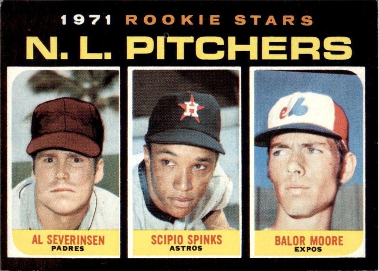 1971 Topps #747 N.L. Pitchers 1971 Rookie Stars, San Diego Padres / Houston Astros / Montreal Expos