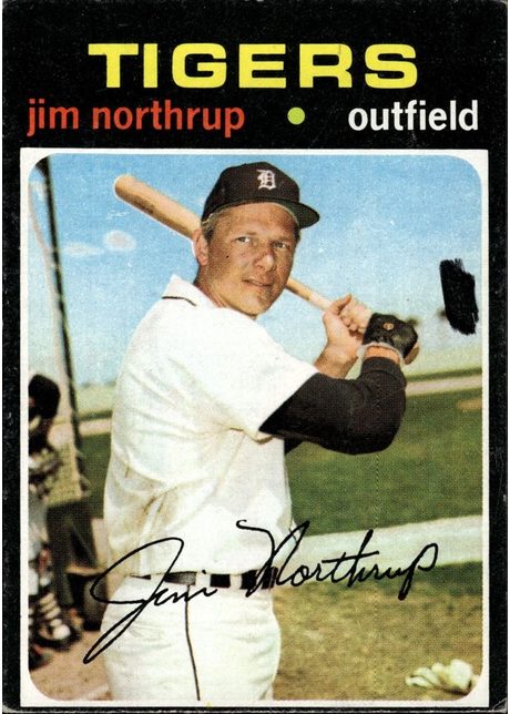 1971 Topps #265 Jim Northrup - 265b - Dark Black Blob