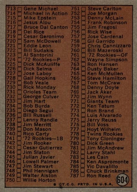 1972 Topps #604 Checklist 6th Series - 604a - Copyright Right Aligned (back)