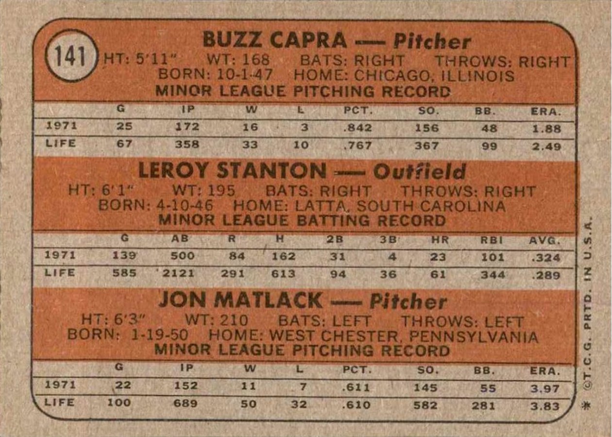 1972 Topps #141 Mets 1972 Rookie Stars card back