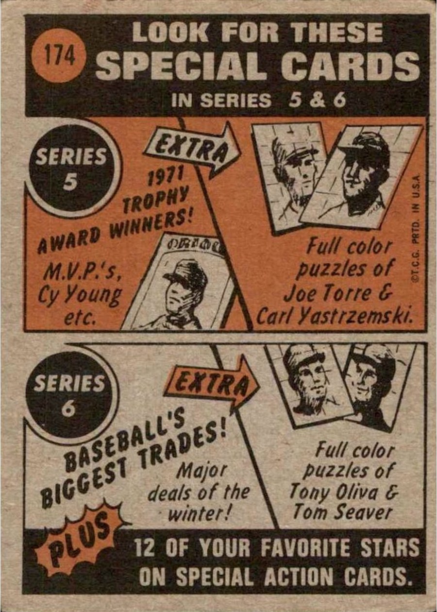 1972 Topps #174 Clay Kirby In Action card back