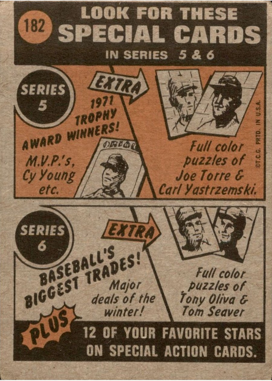 1972 Topps #182 Ed Kranepool In Action card back